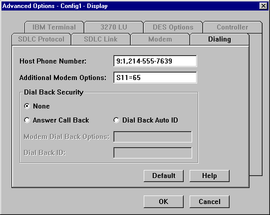 Advanced Options Screen