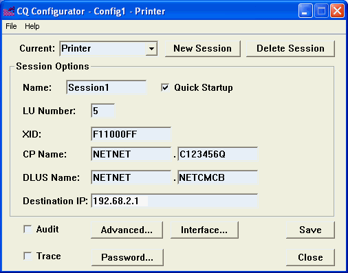 CQ Configurator Screen