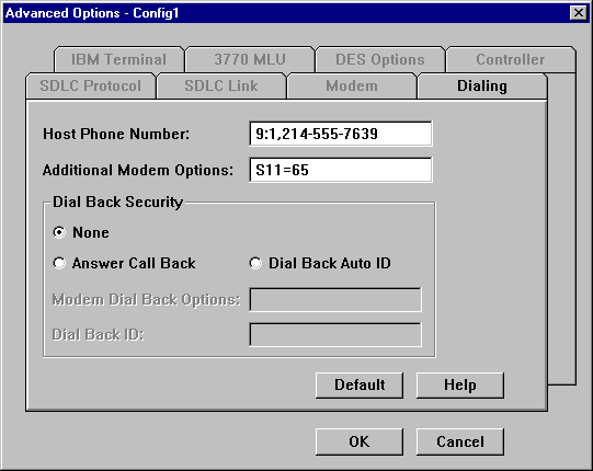 Advanced Options Screen