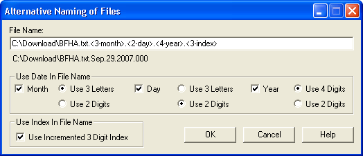 Alternative Naming of Files Screen